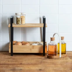 5five Etagère 2 niveaux avec bac de rangement, Bambou