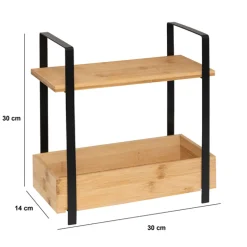 5five Etagère 2 niveaux avec bac de rangement, Bambou