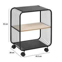 5five Etagère 2 niveaux, métal et bois, Noir