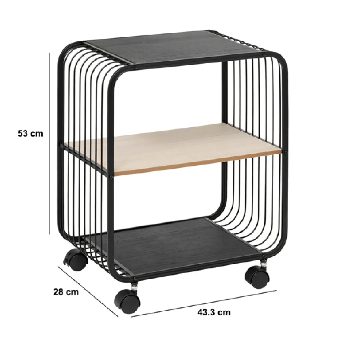 5five Etagère 2 niveaux, métal et bois, Noir