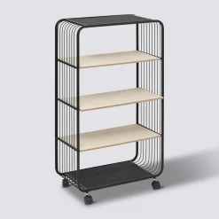 5five Etagère 4 niveaux, métal et bois, Noir