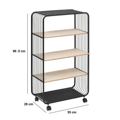 5five Etagère 4 niveaux, métal et bois, Noir