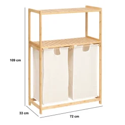 5five Etagère avec 2 sacs à linge, Bambou