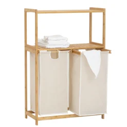 5five Etagère avec 2 sacs à linge, Bambou