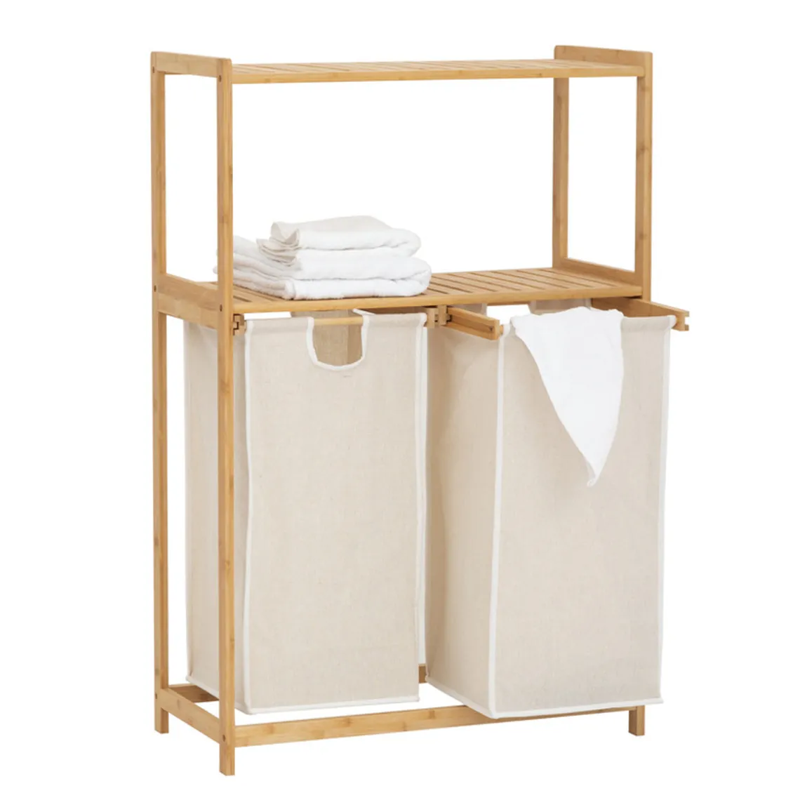 5five Etagère avec 2 sacs à linge, Bambou