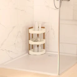 5five Etagère d'angle 3 niveaux, Bambou - Blanc