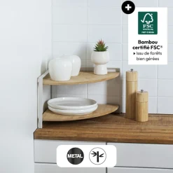 5five Etagère d'angle 2 niveaux, Blanc