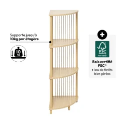 5five Etagère d'angle 4 niveaux, Effet bois clair