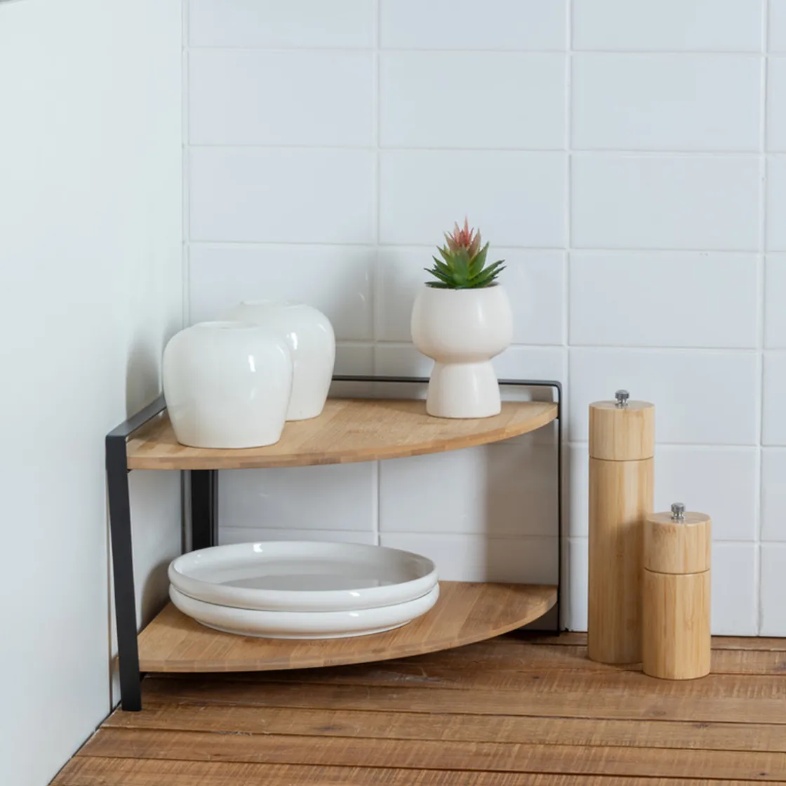 5five Etagère d'angle 2 niveaux, Noir