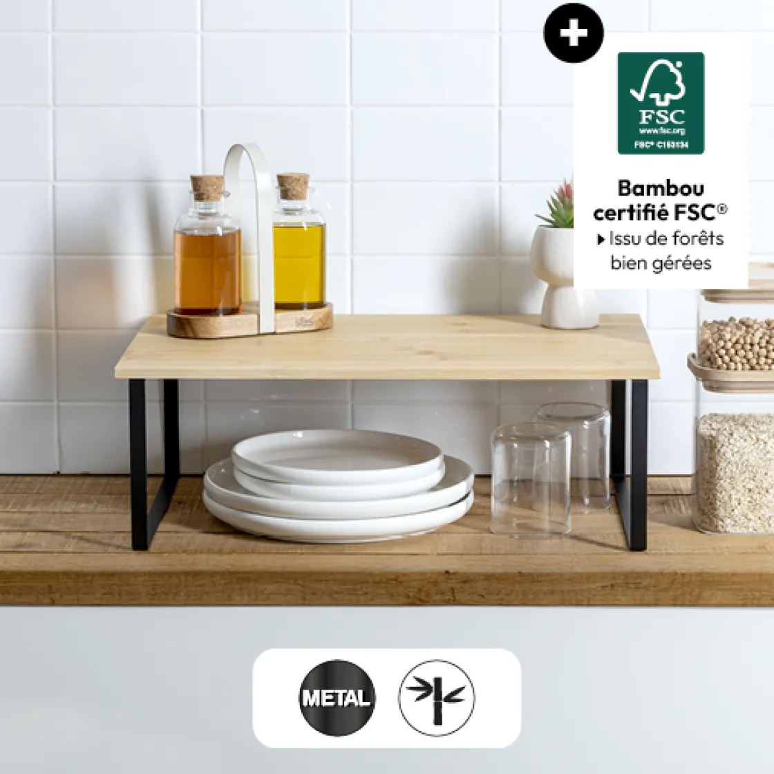 5five Etagère de rangement, Bambou, Noir