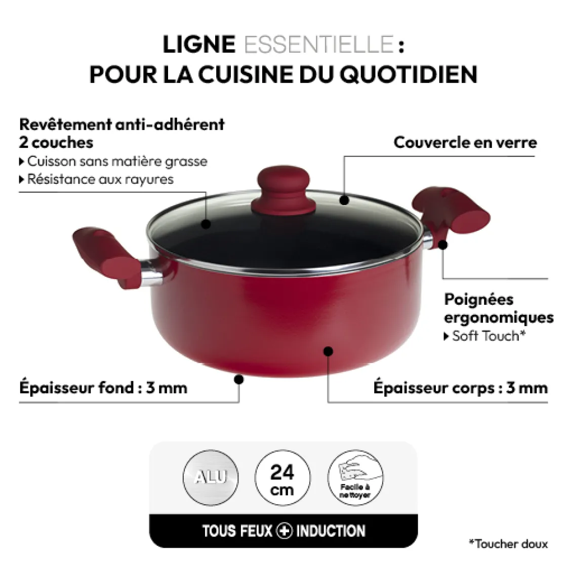 5five Faitout Aluminium, 24 cm