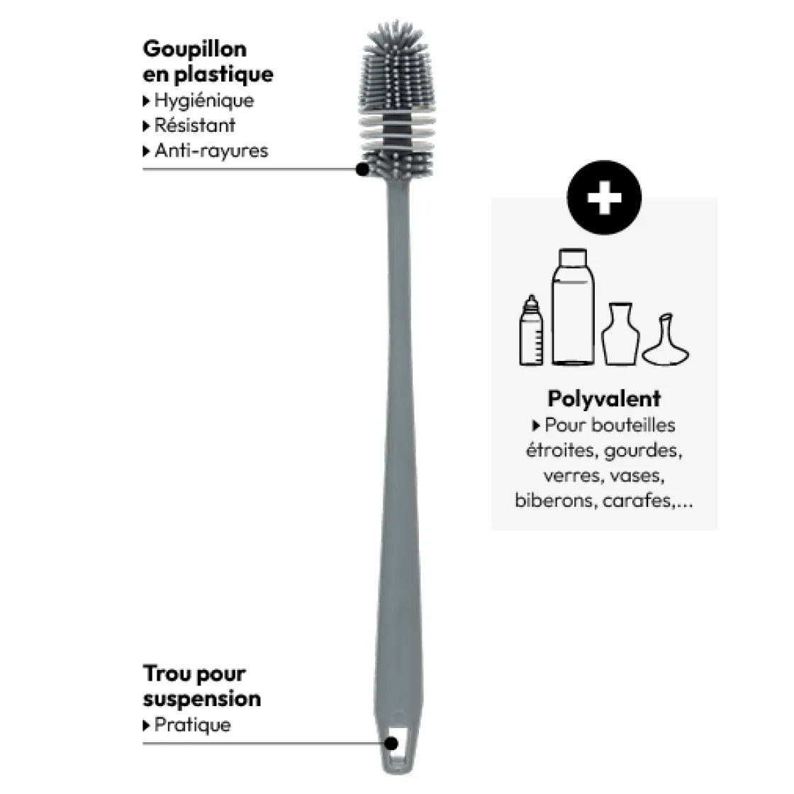5five Goupillon en caoutchou, Gris