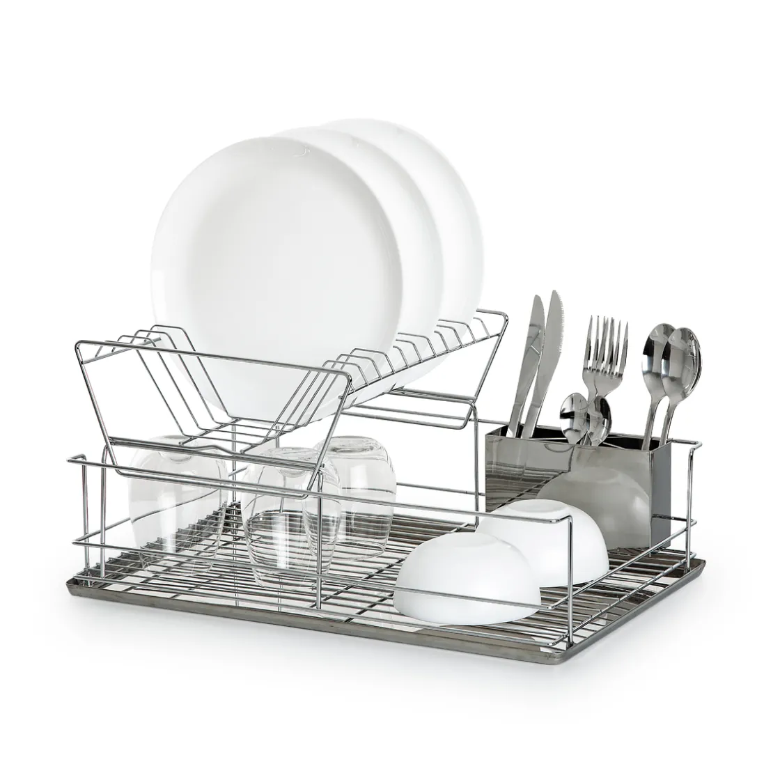 5five Égouttoir acier 2 niveaux avec plateau, Inox