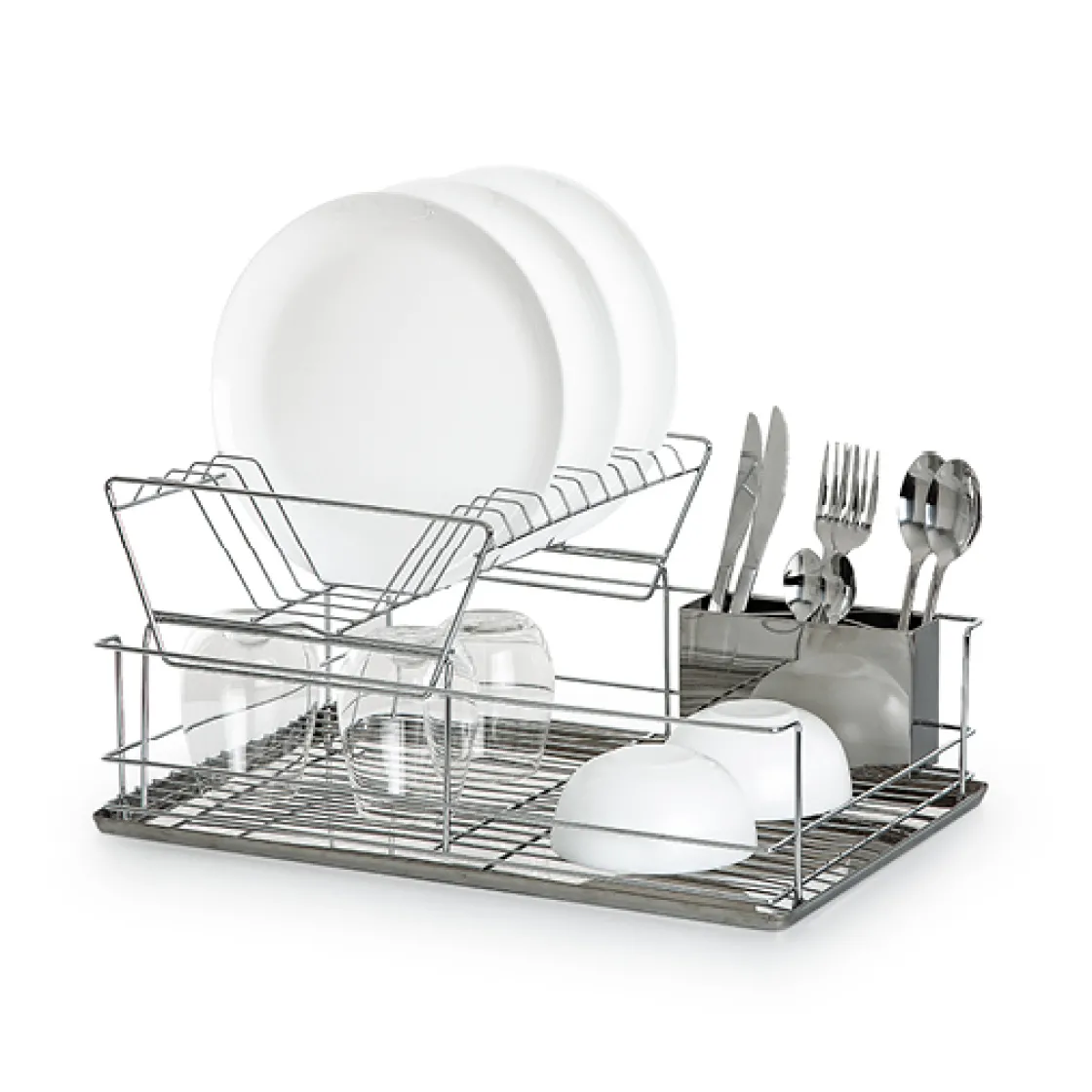 5five Égouttoir acier 2 niveaux avec plateau, Inox