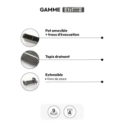 5five Égouttoir extensible 9 assiettes, Gris