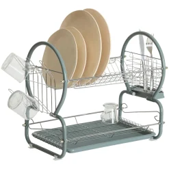 5five Égouttoir métal 2 niveaux avec plateau, Gris