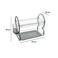 5five Égouttoir métal 2 niveaux avec plateau, Gris