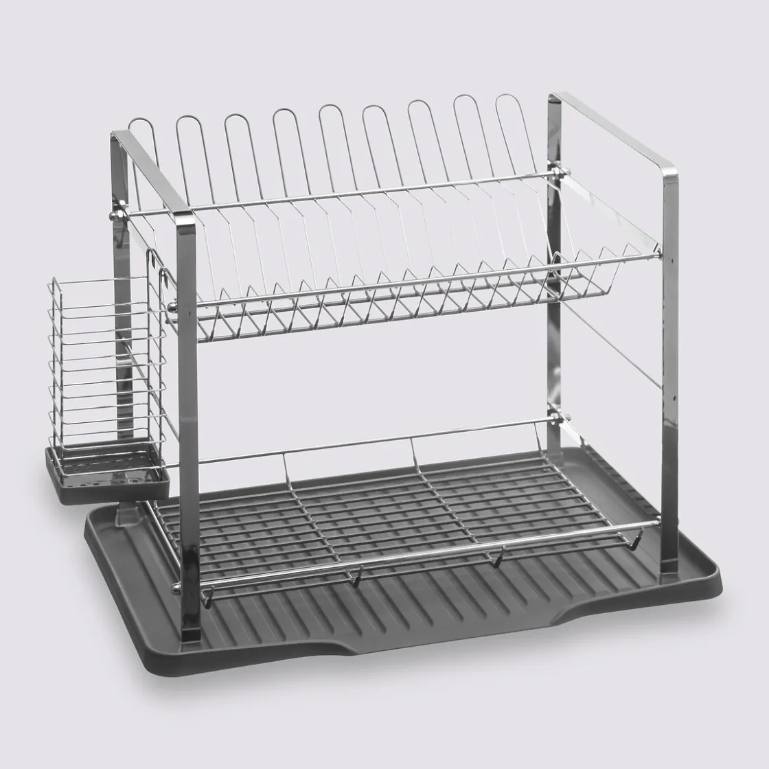 5five Égouttoir métal 2 niveaux avec plateau, Gris