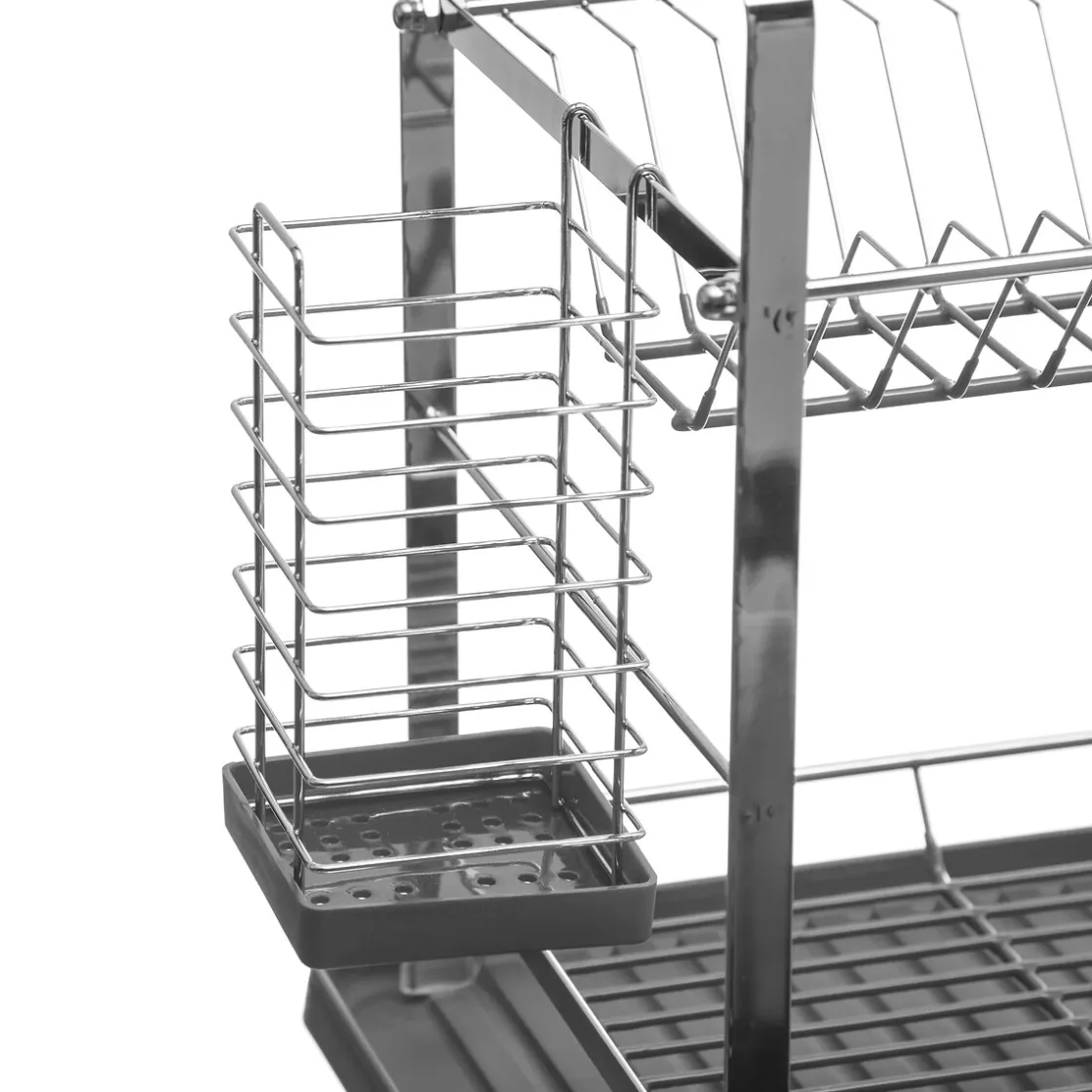 5five Égouttoir métal 2 niveaux avec plateau, Gris