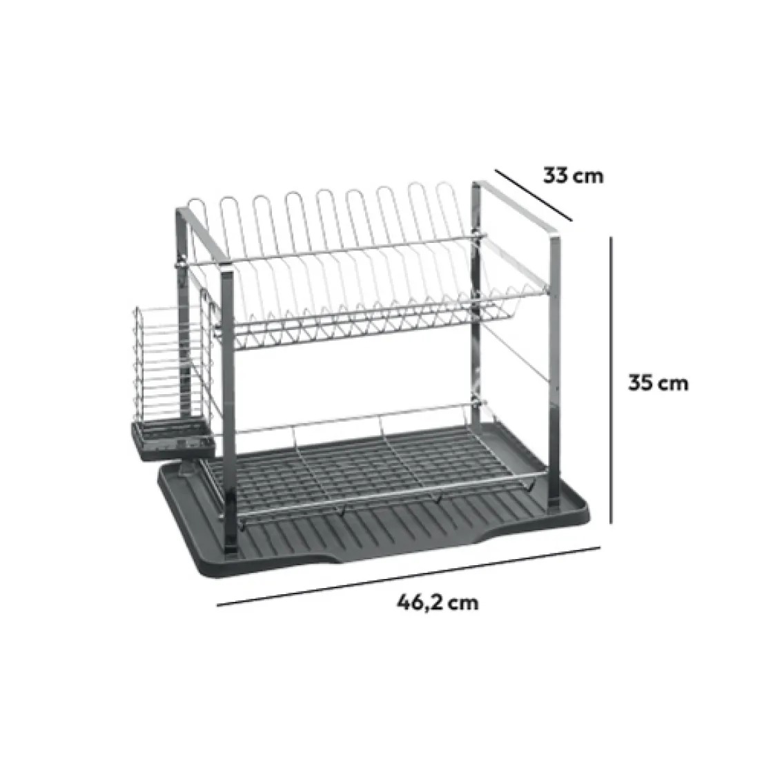 5five Égouttoir métal 2 niveaux avec plateau, Gris