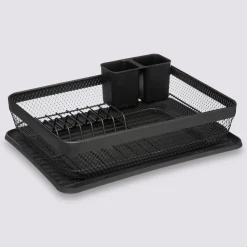 5five Égouttoir métal avec plateau, Noir