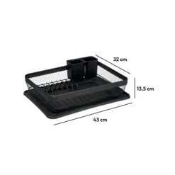 5five Égouttoir métal avec plateau, Noir