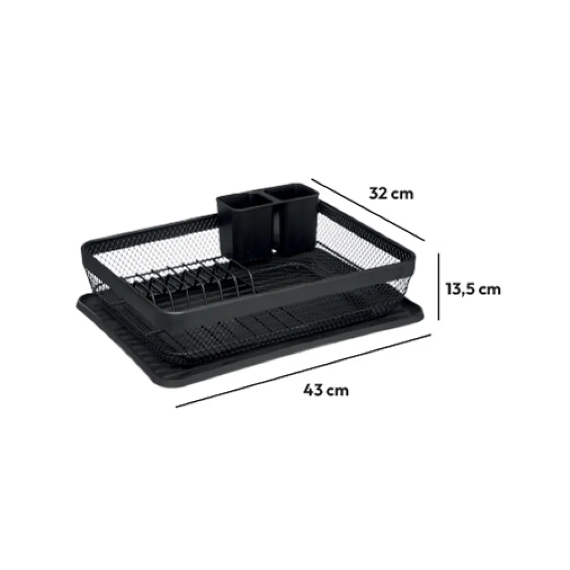 5five Égouttoir métal avec plateau, Noir