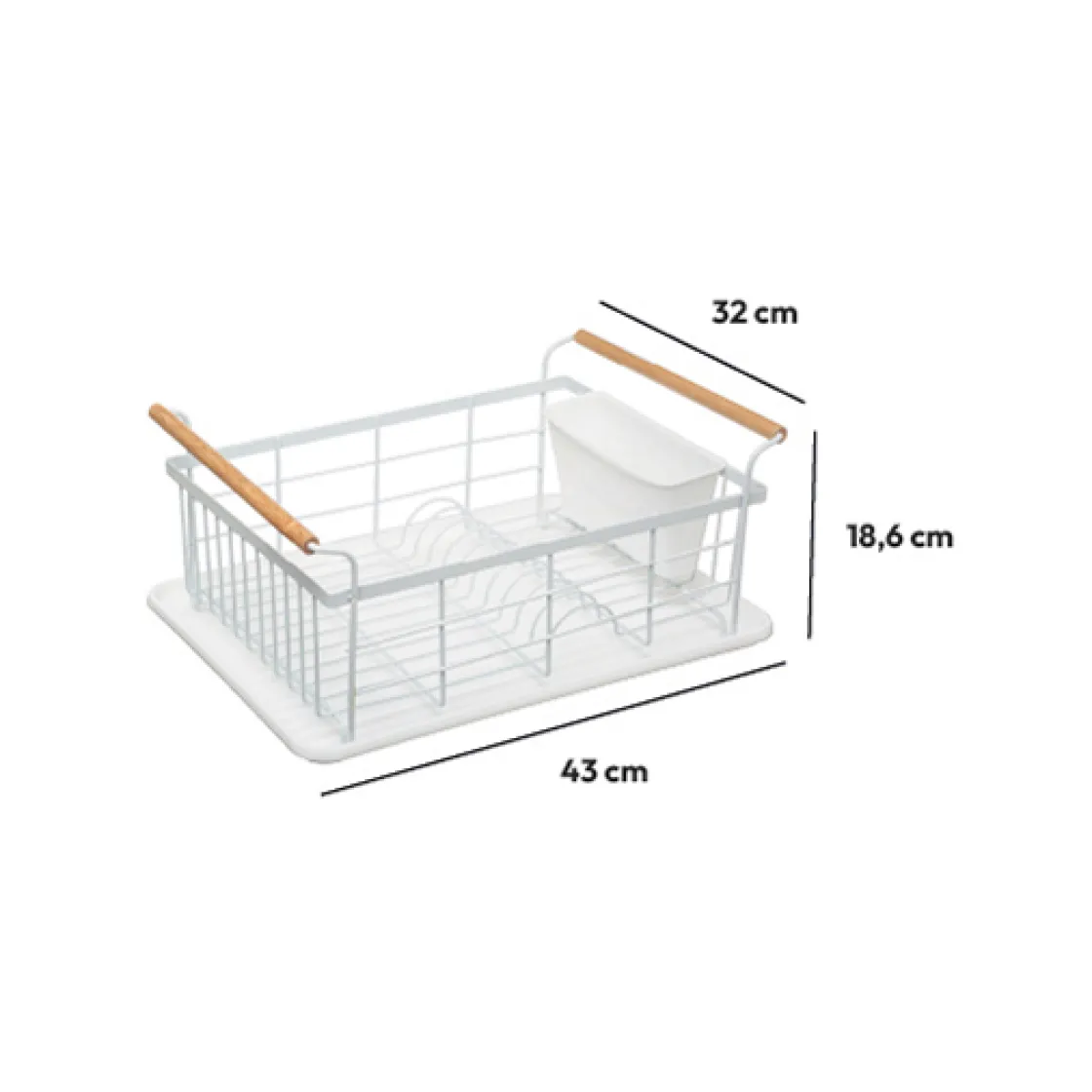5five Égouttoir métal avec plateau, Blanc