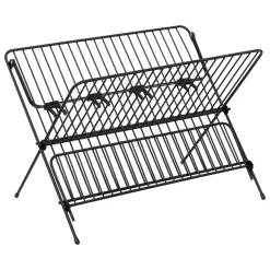 5five Égouttoir pliant 2 niveaux avec plateau, Noir