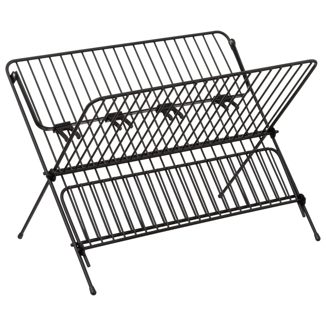 5five Égouttoir pliant 2 niveaux avec plateau, Noir