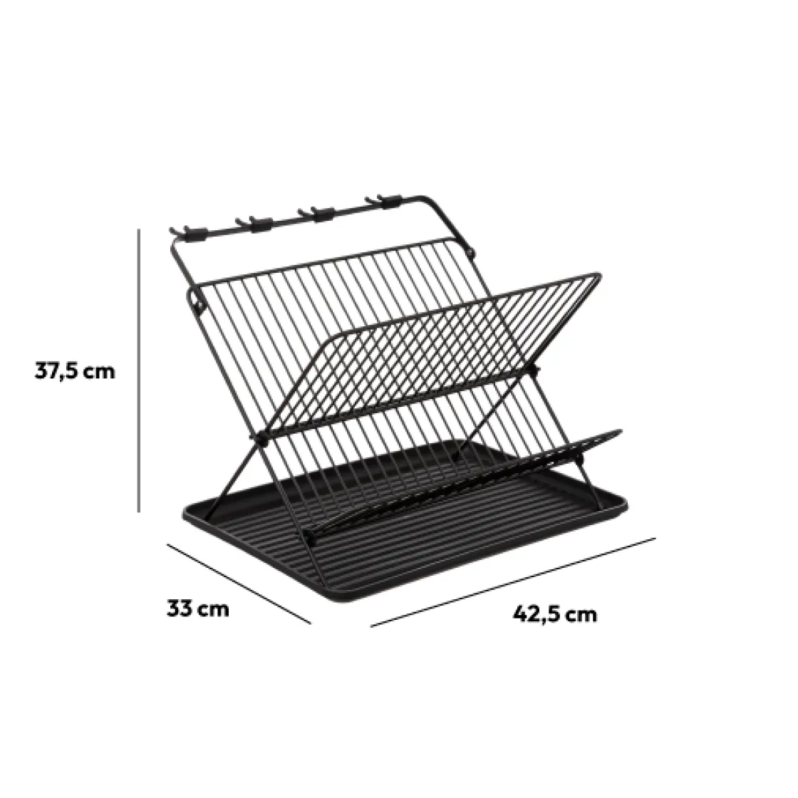 5five Égouttoir pliant 2 niveaux avec plateau, Noir