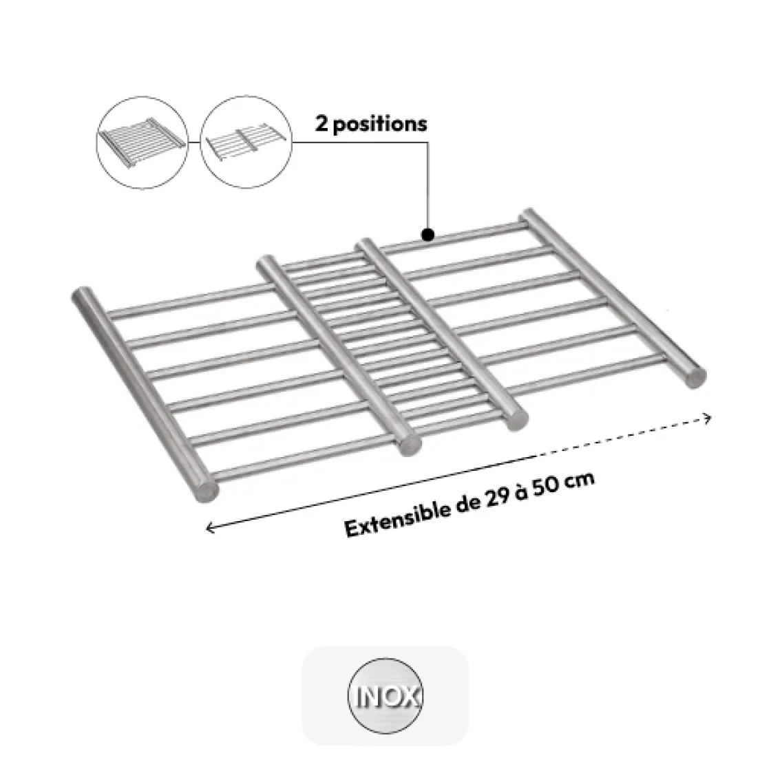 5five Grand dessous de plat extensible, Inox