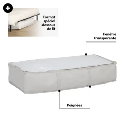 5five Housse de rangement lit, 100x20 cm, Beige