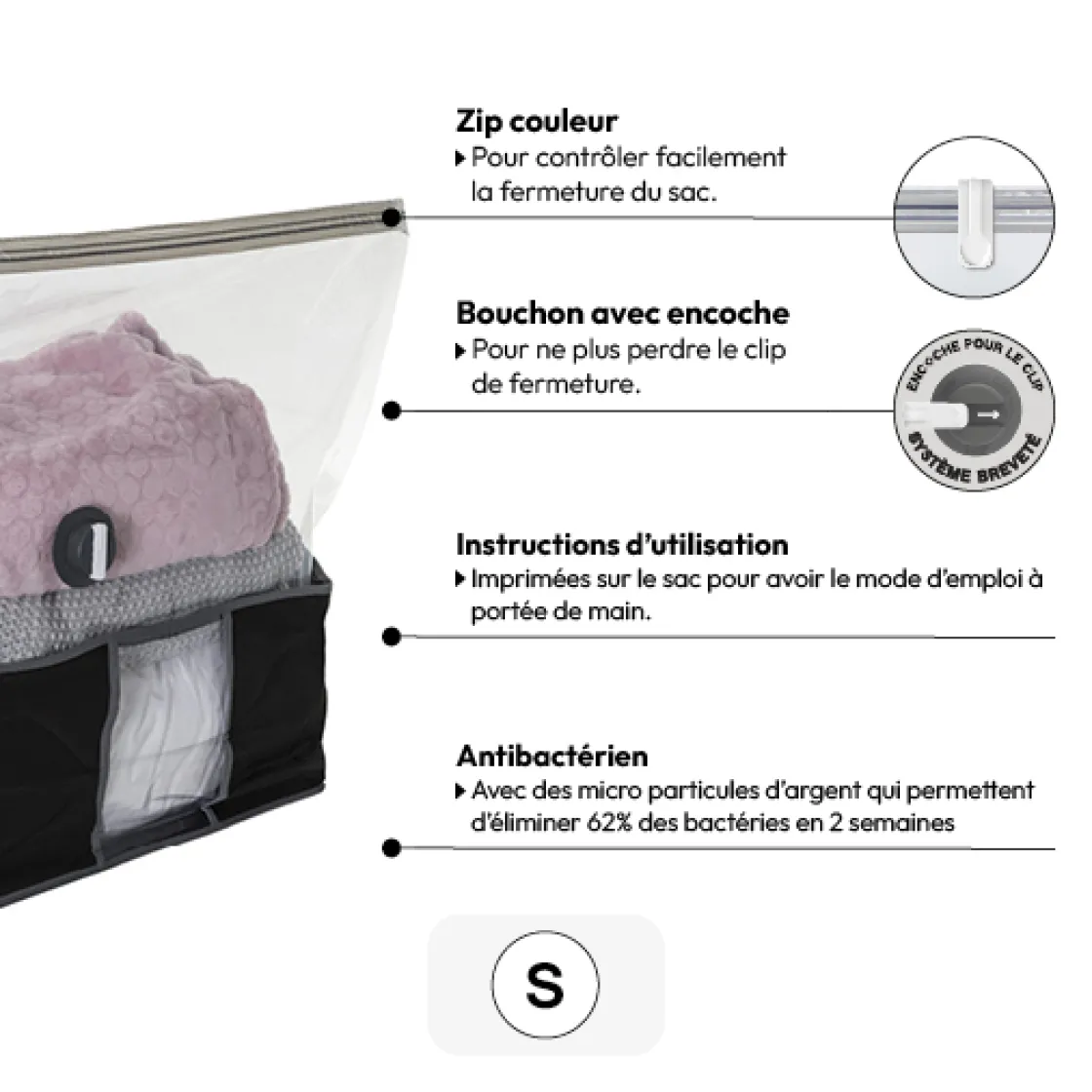 5five Housse rangement sous vide 40x40x15cm