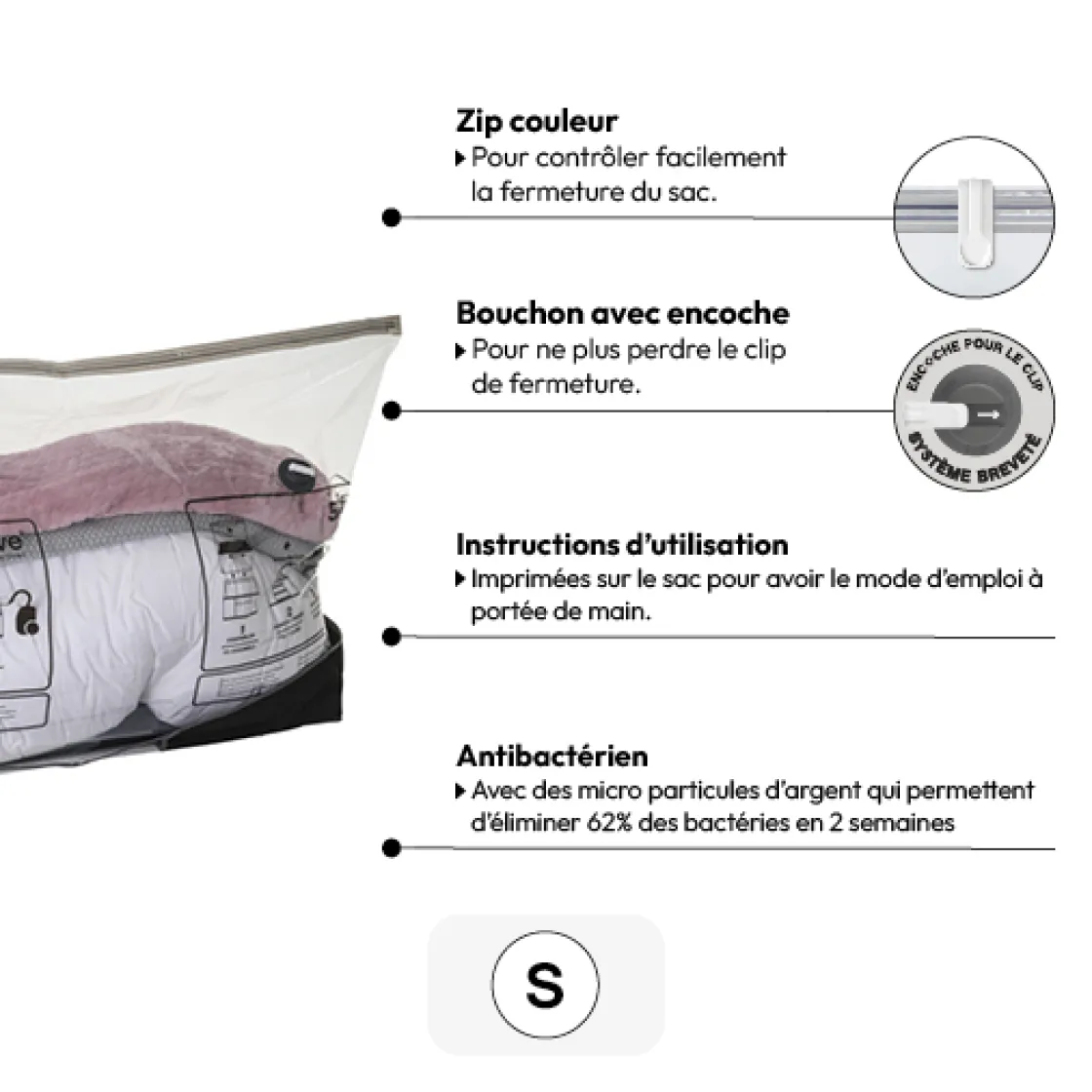 5five Housse rangement sous vide lit 100x45x15cm