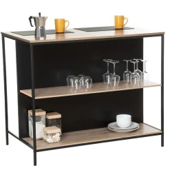 5five Ilot de bar avec rangement, Effet chêne naturel