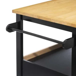 5five Ilot de cuisine à roulettes bois, Noir