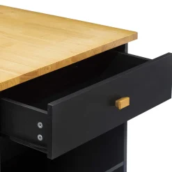 5five Ilot de cuisine à roulettes bois, Noir