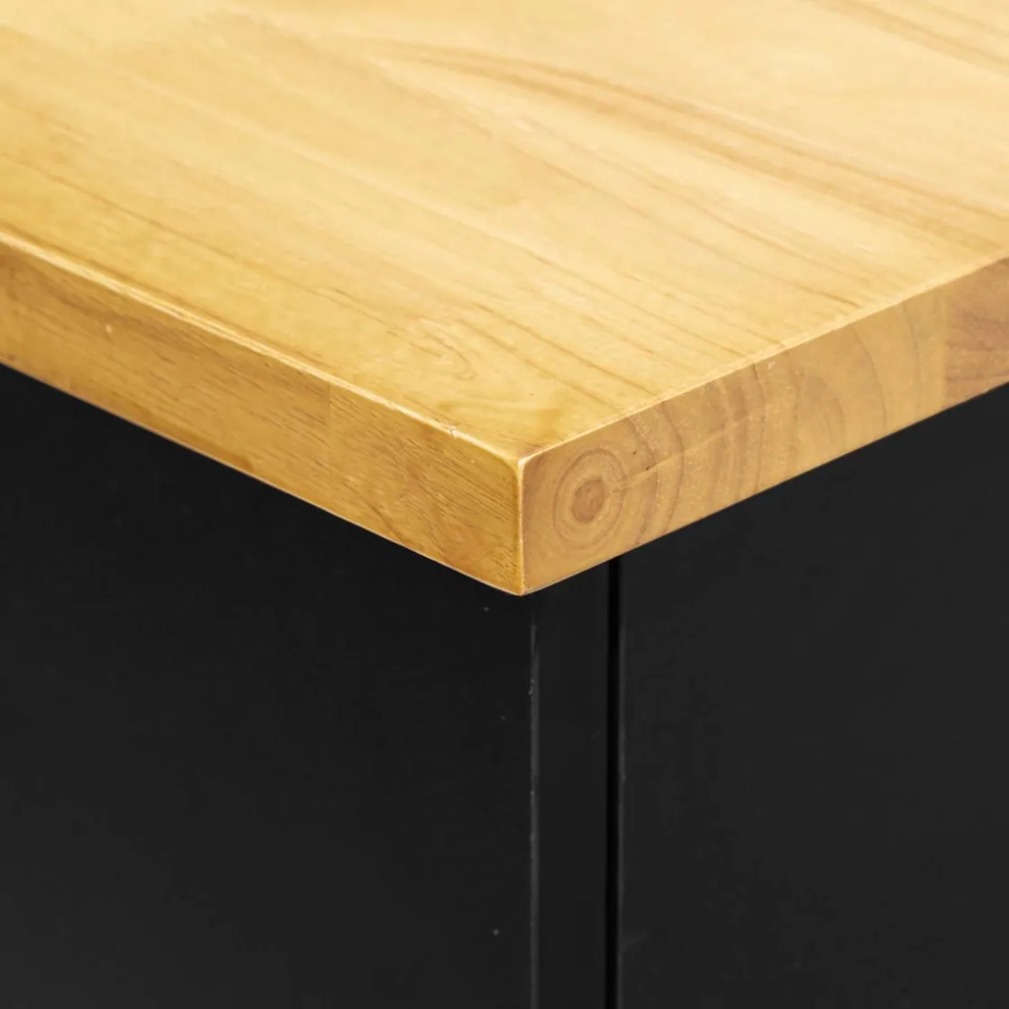 5five Ilot de cuisine à roulettes bois, Noir