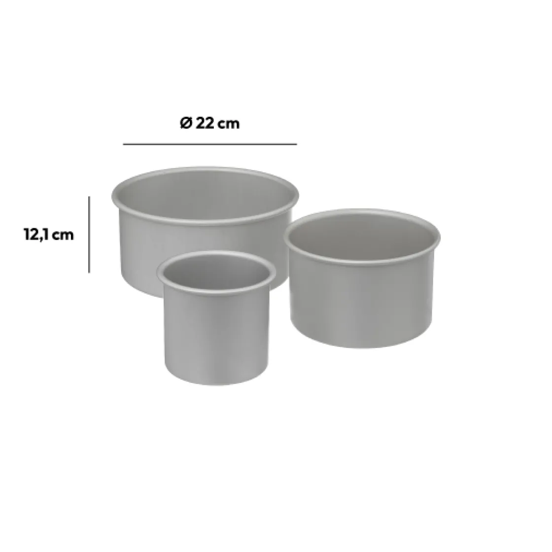 5five Lot 3 moules à gâteaux bord haut, Aluminium