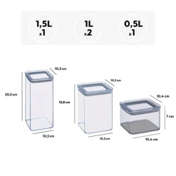 5five Lot de 4 bocaux de conservation hermétiques 0,5L à 1,5L