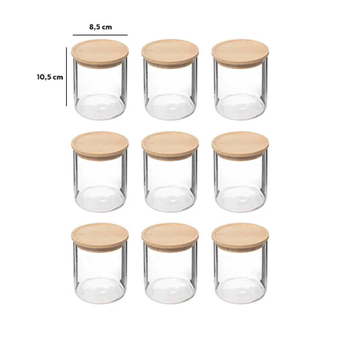 5five Lot de 9 bocaux de conservation hermétiques en verre 350ml