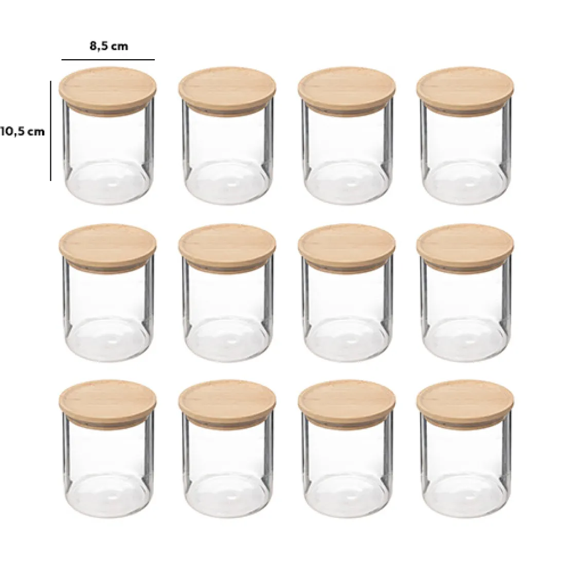 5five Lot de 12 bocaux de conservation hermétiques en verre 350ml