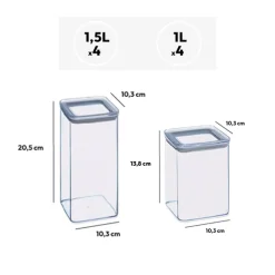 5five Lot de 8 bocaux de conservation hermétiques 1L et 1,5L