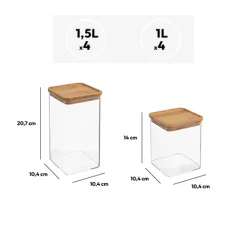 5five Lot de 8 bocaux de conservation hermétiques 1L et 1,5L