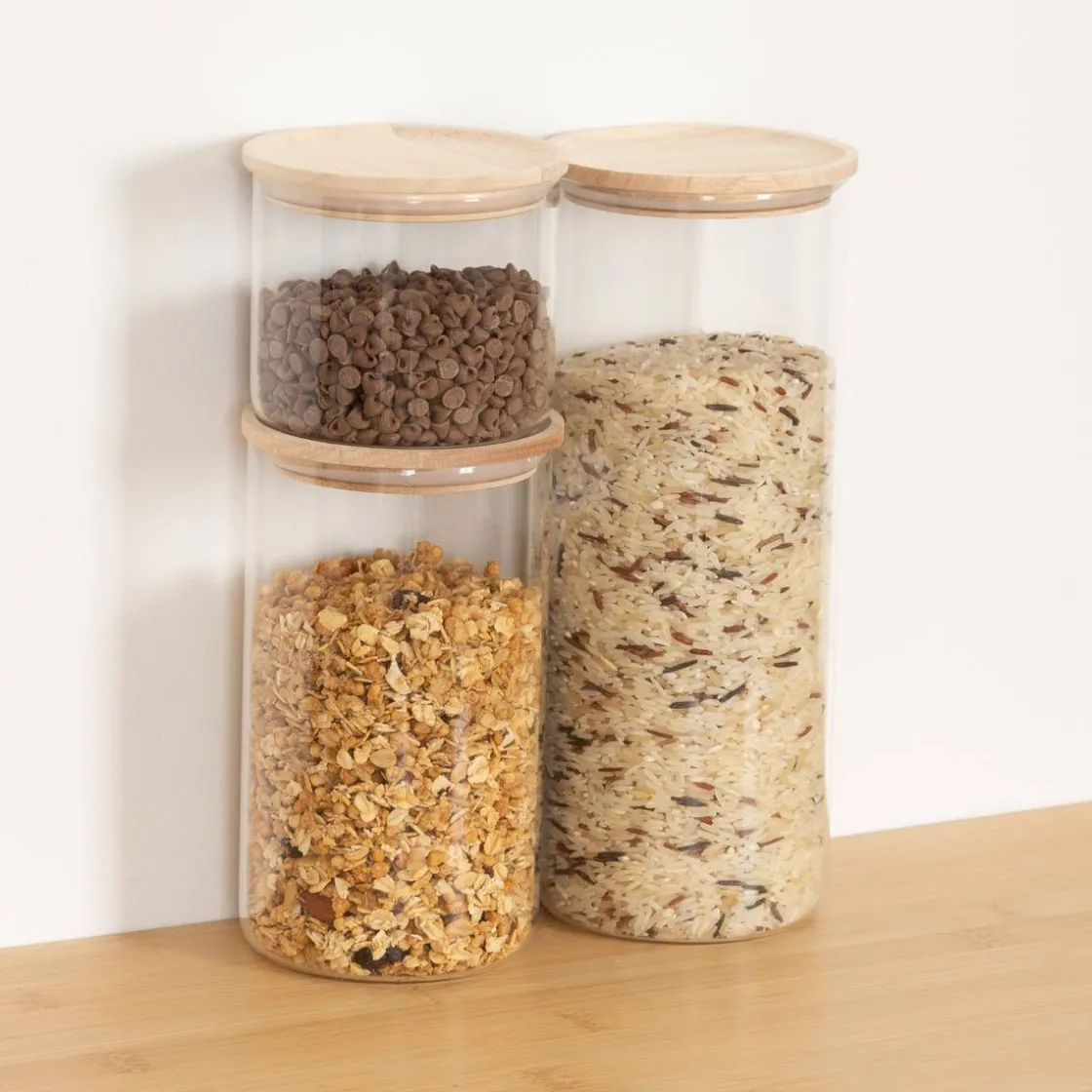 5five Lot de 3 bocaux, 0,4L/0,9L/1,5L