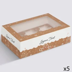 5five Lot de 5 boîtes à cupcakes, Beige