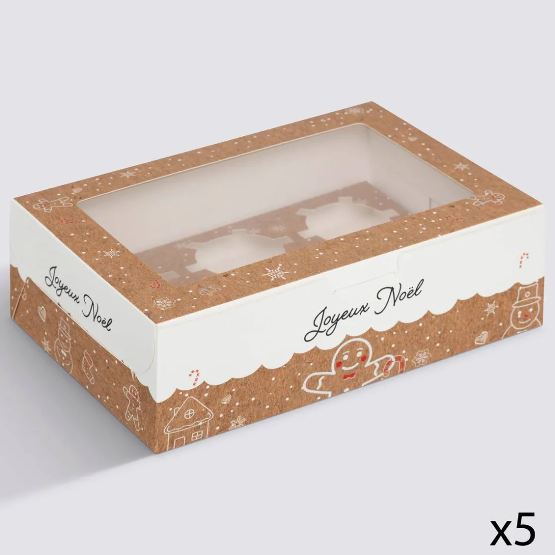 5five Lot de 5 boîtes à cupcakes, Beige