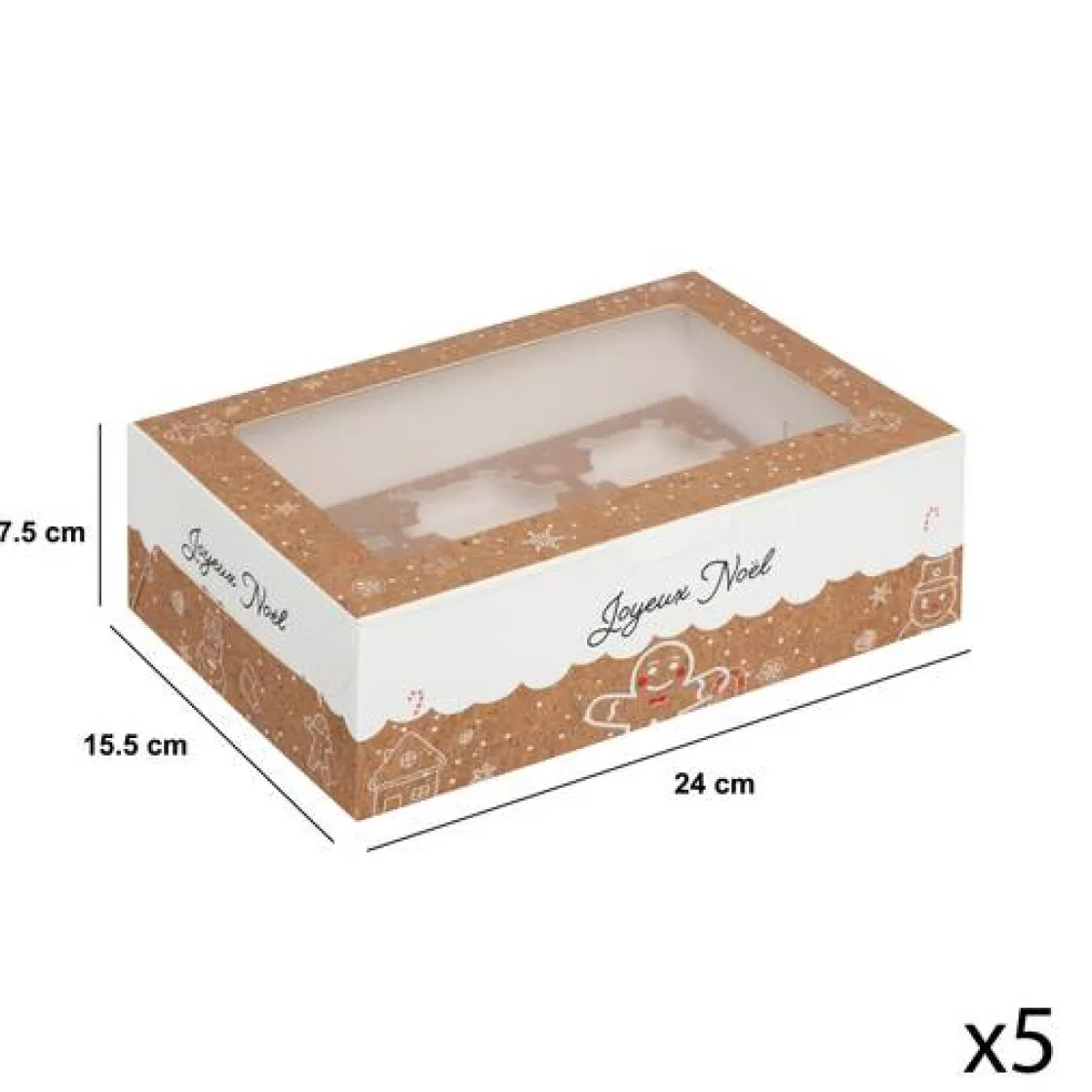 5five Lot de 5 boîtes à cupcakes, Beige