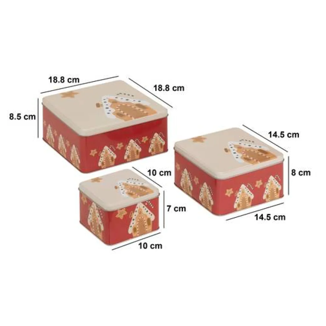 5five Lot de 3 boîtes de conservation, L.18,8/14,5/10 cm